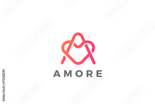 Letter A Heart Logo vector. Valentines day of Love Logotype icon