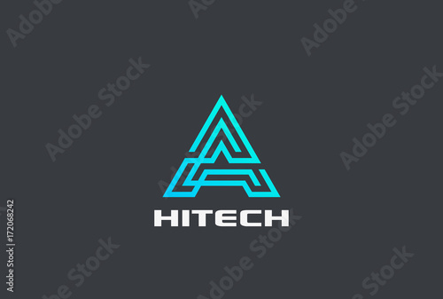 Letter A Labyrinth Logo vector Linear. Hitech Technology Maze