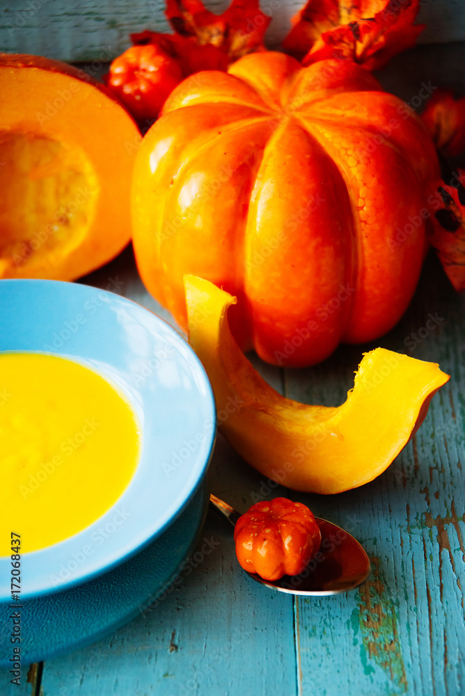 Pumpkin soup with blue cheese Pumpkin soup with blue cheese