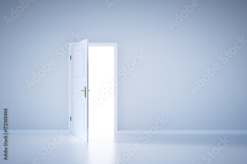 Tableau sur toile Light shining from open door. Entrance