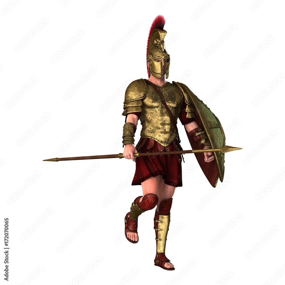 Fototapeta premium 3D Rendering Spartan Warrior on White