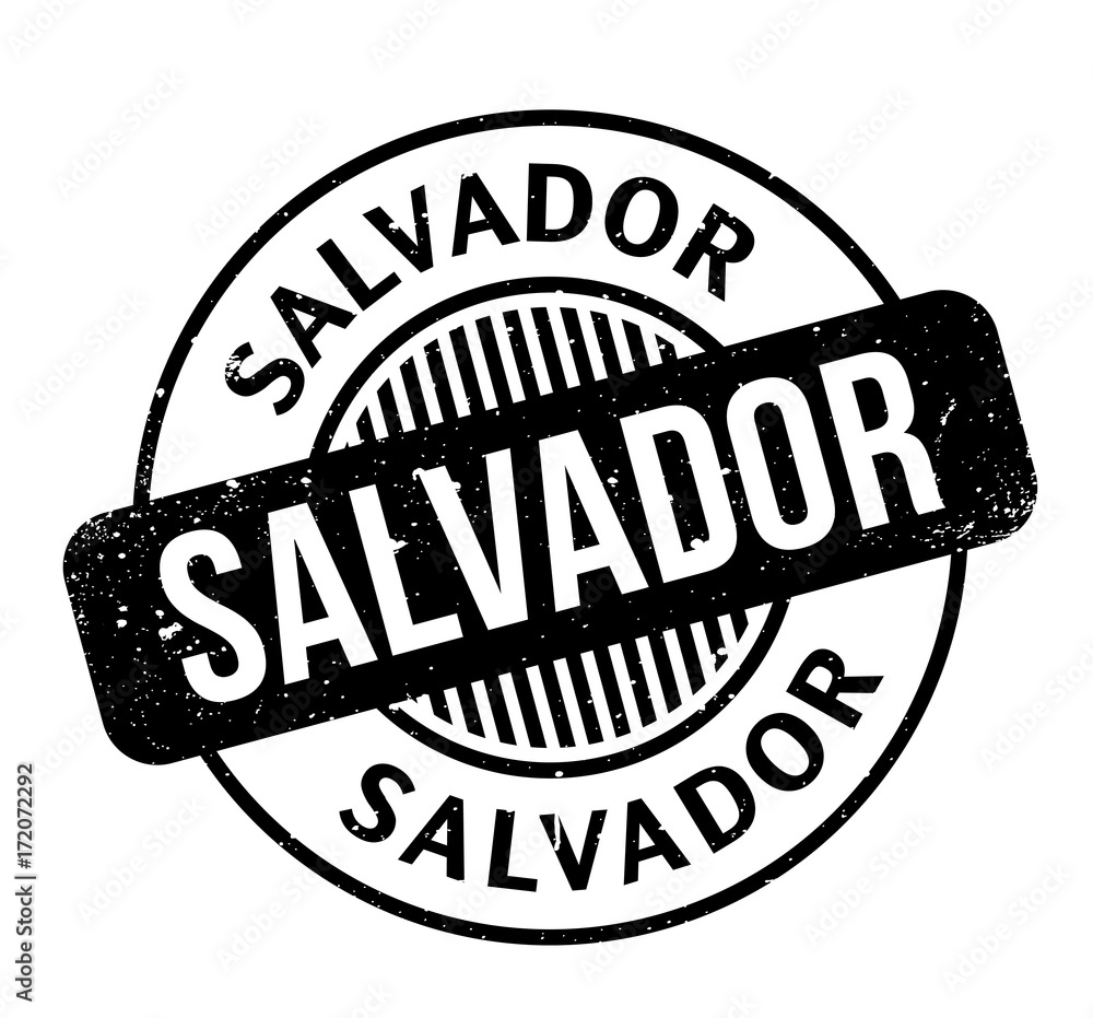 Salvador rubber stamp. Grunge design with dust scratches. Effects can be easily removed for a clean, crisp look. Color is easily changed.
