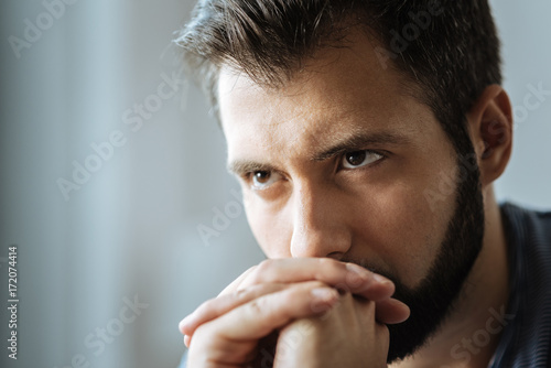 Bilde på lerret Portrait of an unhappy thoughtful man