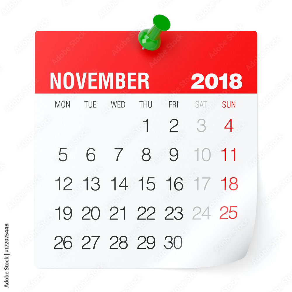 November 2018 Calendar USA Bank Holidays