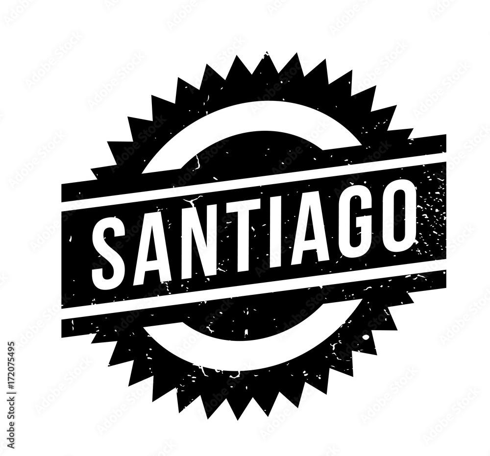 Santiago rubber stamp. Grunge design with dust scratches. Effects can be easily removed for a clean, crisp look. Color is easily changed. Santiago rubber stamp. Grunge design with dust scratches. Effects can be easily removed for a clean, crisp look. Color is easily changed.