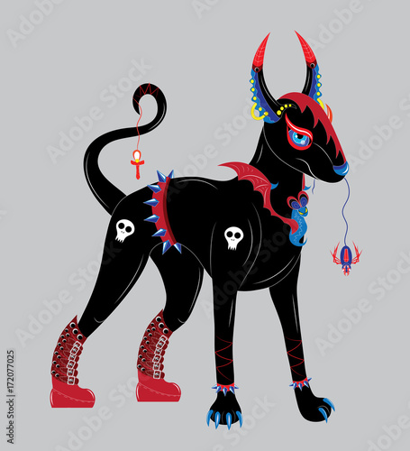 Black dog Gothic with thorns
