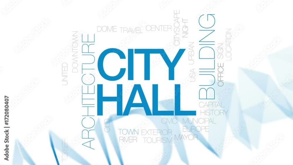 City hall animated word cloud, text design animation. Kinetic typography. City hall animated word cloud, text design animation. Kinetic typography.