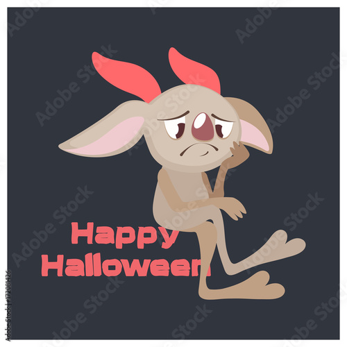 Sad brown monster Halloween greeting