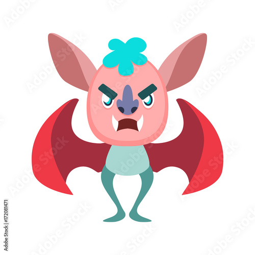 Angry colorful bat monster
