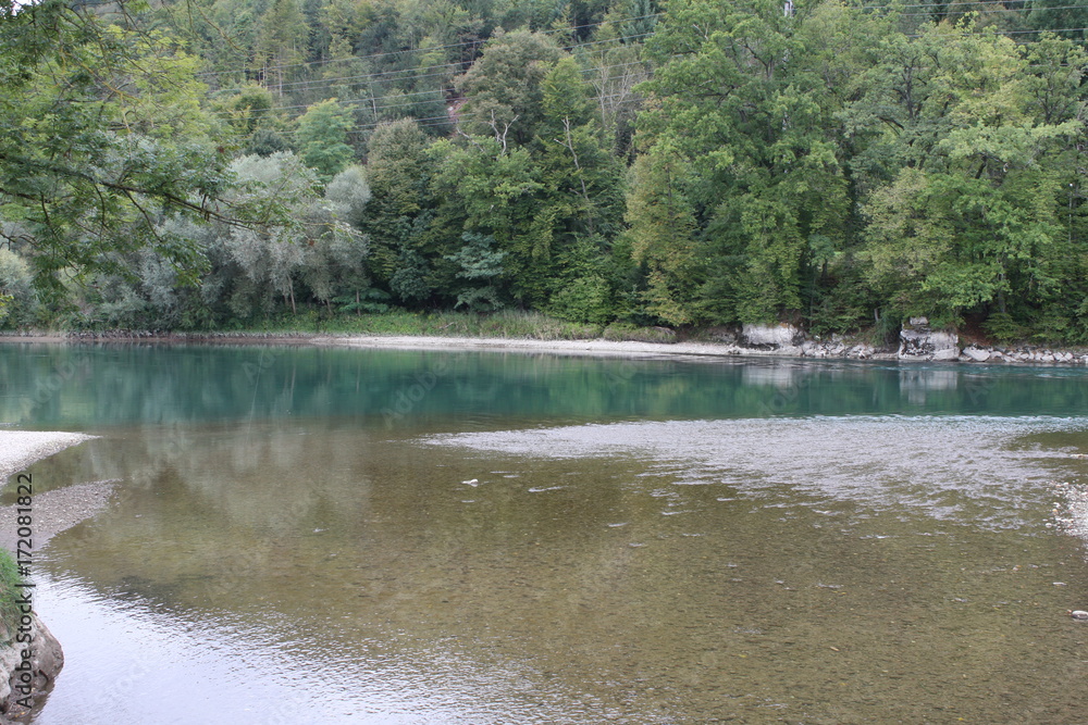 Clear Aare River near Aarburg citi in Switzerland. Clear Aare River near Aarburg citi in Switzerland.