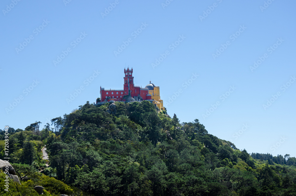 National Palace of Pena, red and yellow castle, Sintra, Portugal