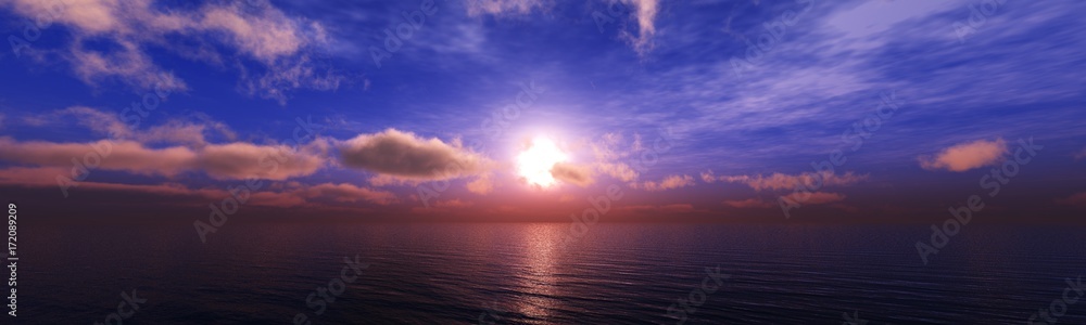 beautiful sea sunset, ocean panorama