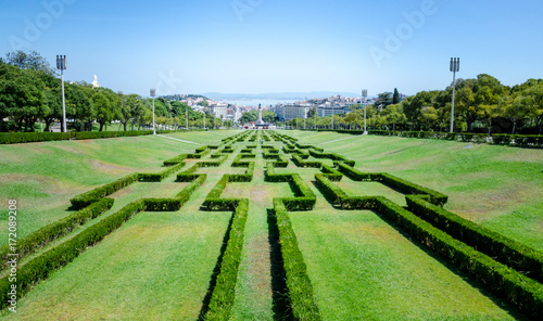 Fototapeta Naklejka Na Ścianę i Meble -  Park Eduardo VII, hedges like a labyrinth, Lisbon, Portugal