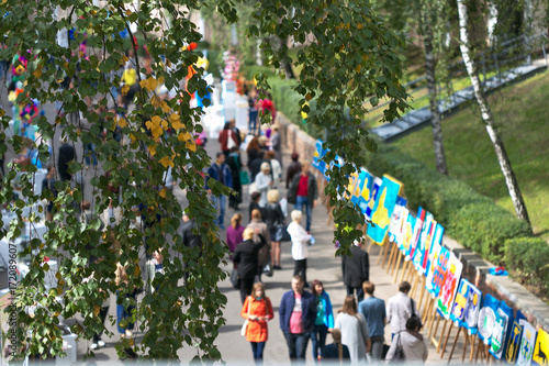 GOMEL, BELARUS - September 16, 2017: Holiday City Day. Many people walk in the park.