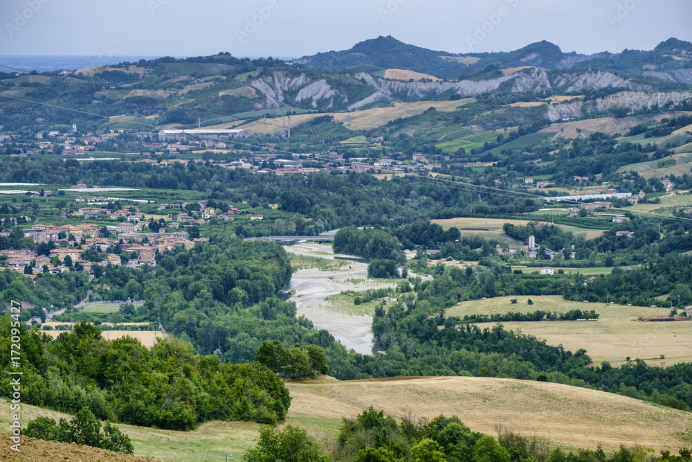 Summer landscape of the Panaro valley (Modena)