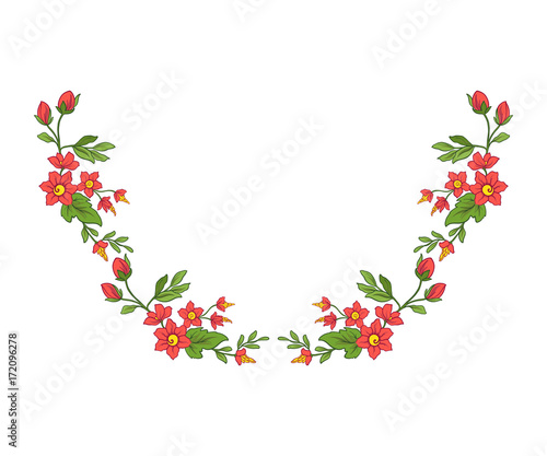 Embroidery for the collar line. Floral ornament in vintage style