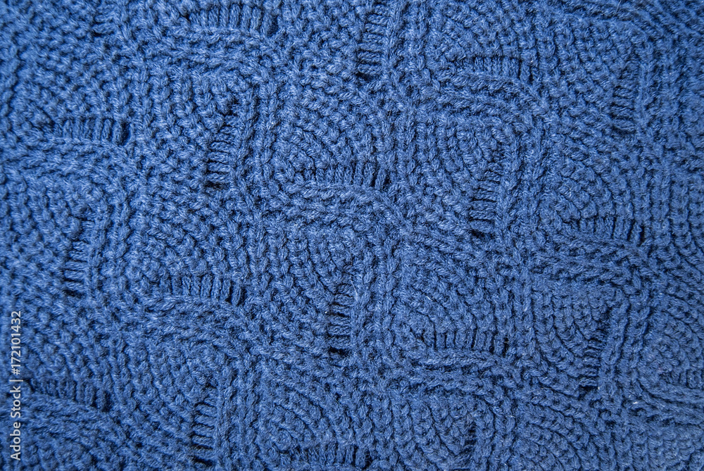 texture of blue knitted fabric