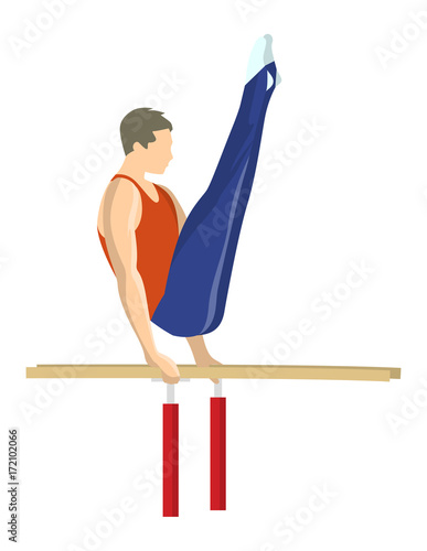 Gymnastics on bars.