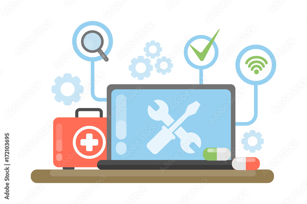 Computer repair concept. Computer repair concept.