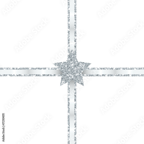 Silver Star Sparkling Glitter Ribbon Cross