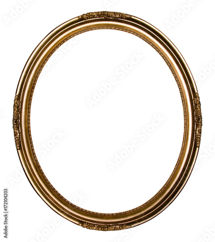 Decorative vintage gold frame isolated on white background 