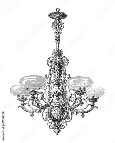 Old chandelier / vintage illustration