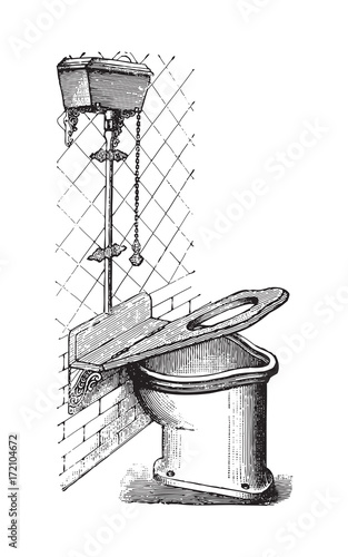 Old toilet - vintage illustration 