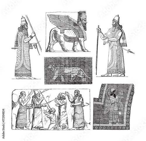 Foto Babylonian and Assyrian art - vintage illustration