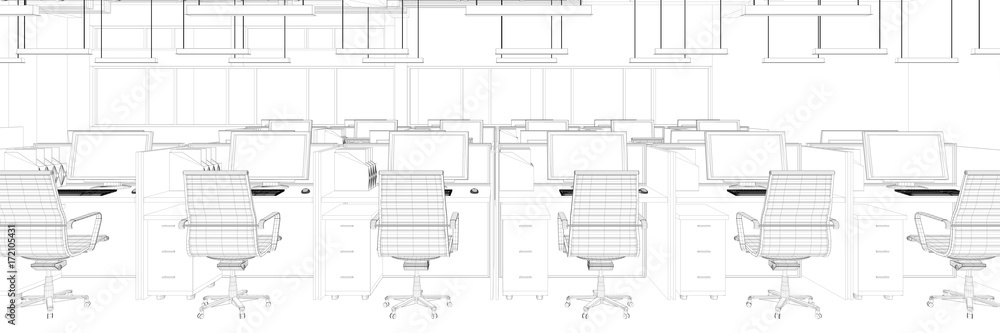 Großraumbüro als CAD Entwurf Großraumbüro als CAD Entwurf