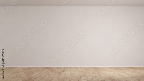 Wand in einem leeren Raum mit Parkett