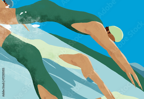 Illustration of triathlon swimmers photo