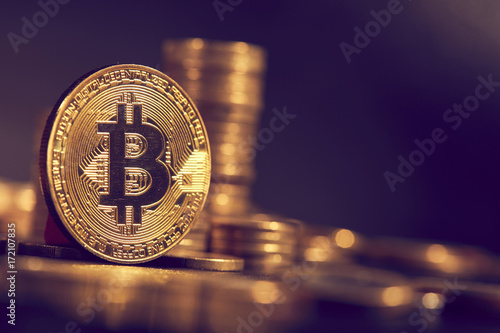 golden bitcoin, conceptual image for crypto currency photo