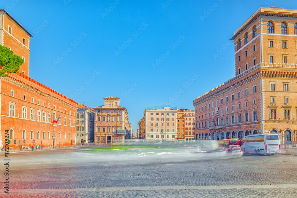 Beautiful landscape of the Rome- one of the oldest and most beautiful cities in the world. View on Piazza Venezia, and Basilica di San Marco Evangelista al Campidoglio.
