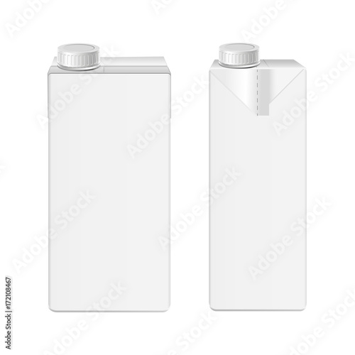 3D. Milk and juice carton packaging on white background, Mock-up. Carton liter package,vector