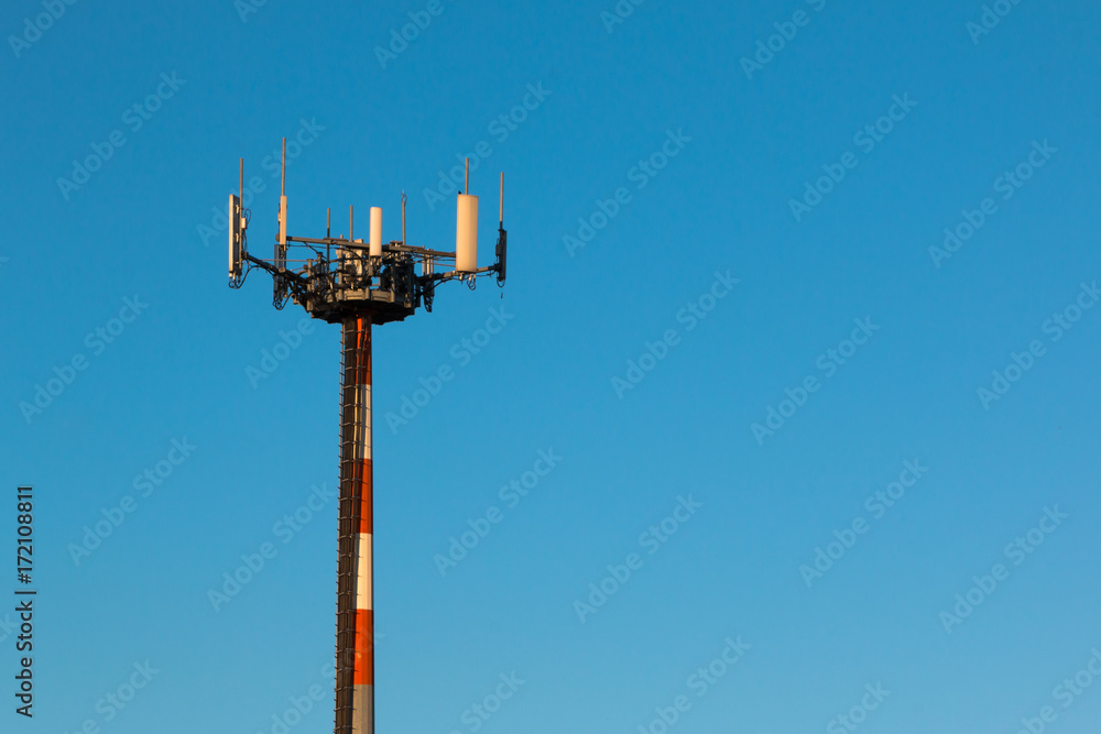 Telecommunication Towers with Antennas for Radio Communication and Cell Broadcast