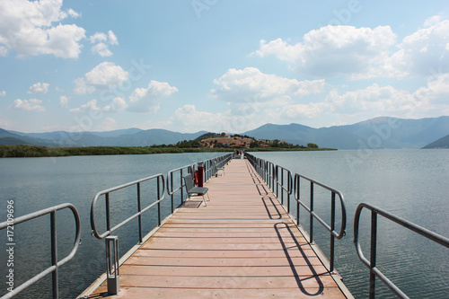Floating bridge at Prespes Lake Florina northern Greece