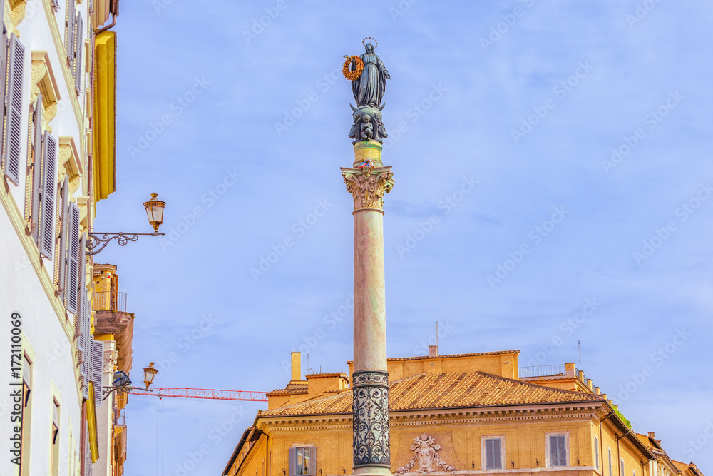 Column of the Immaculate Conception (Colonna dell'Immacolata) near Spanish Steps (Scalinata di Trinita dei Monti), (Piazza della Trinita dei Monti).