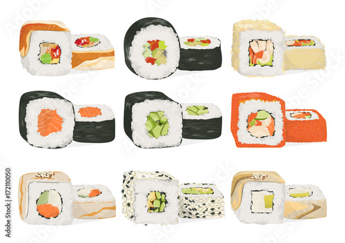 Sushi rolls set.