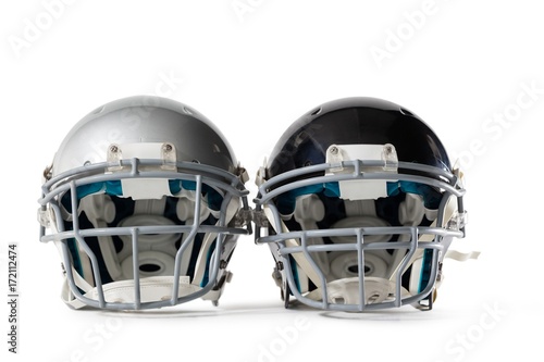 Close up of sports helmets