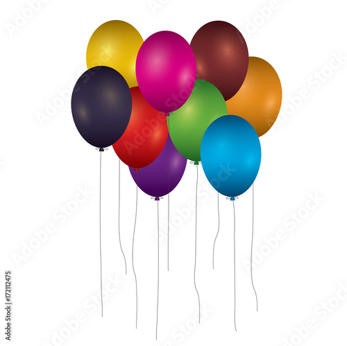 Colorful balloons isolated on white background. Vector Illustration.