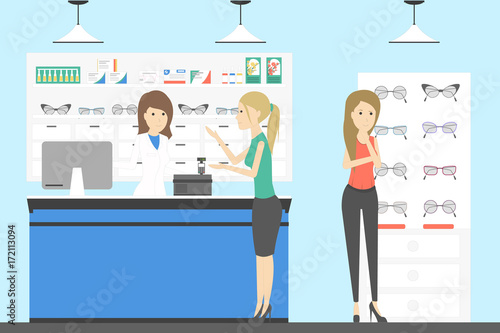 People at eyeglasses store.