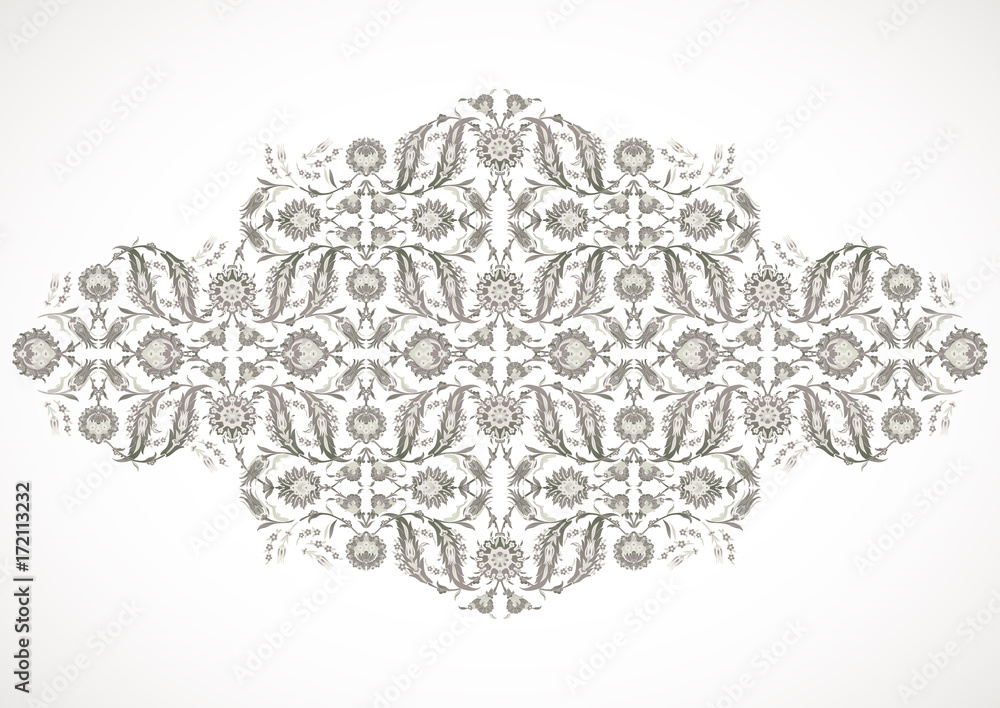 © cosveta - Arabesque vintage outline decor ornate pattern for design template vector. Eastern motif. Floral Border Frame. Lines flowers for save the date and greeting card, wedding invitation, banner, poster