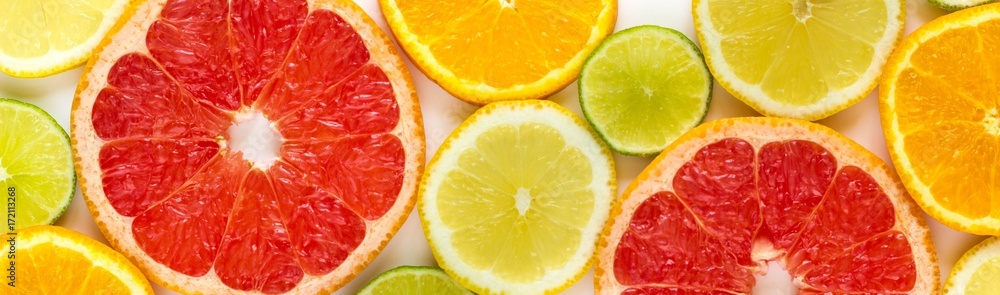top view of slices of citrus fruits top view of slices of citrus fruits