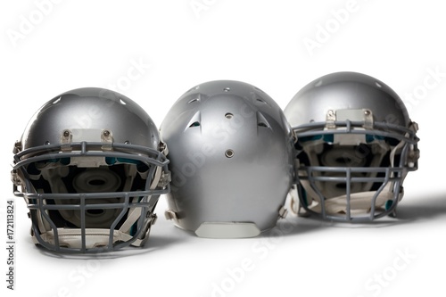 Sports helmet arranged side by side