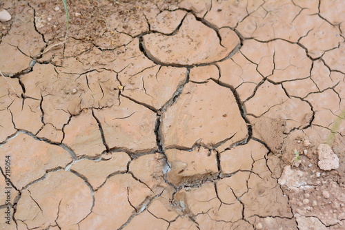 the cracked brown soil caused from arid reason