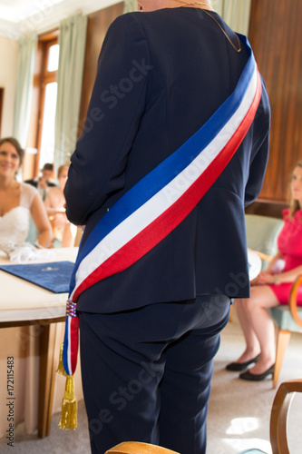 back view of the mayor of the city during an official celebration
