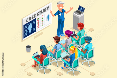 Group of Doctors and Nurses Vector Cartoon