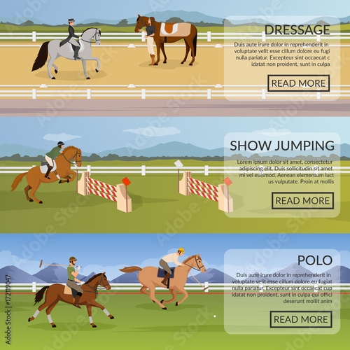 Equestrian Sport Flat Horizontal Banners