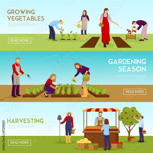 Gardening Season Horizontal Banners Set