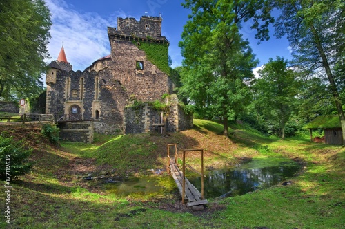 Entrance portal to Gothic-Renaissance style Grodziec castle in Lower Silesia, Poland